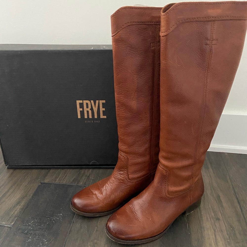 Frye Cara Roper Tall Boot in Cognac, Size 6.5